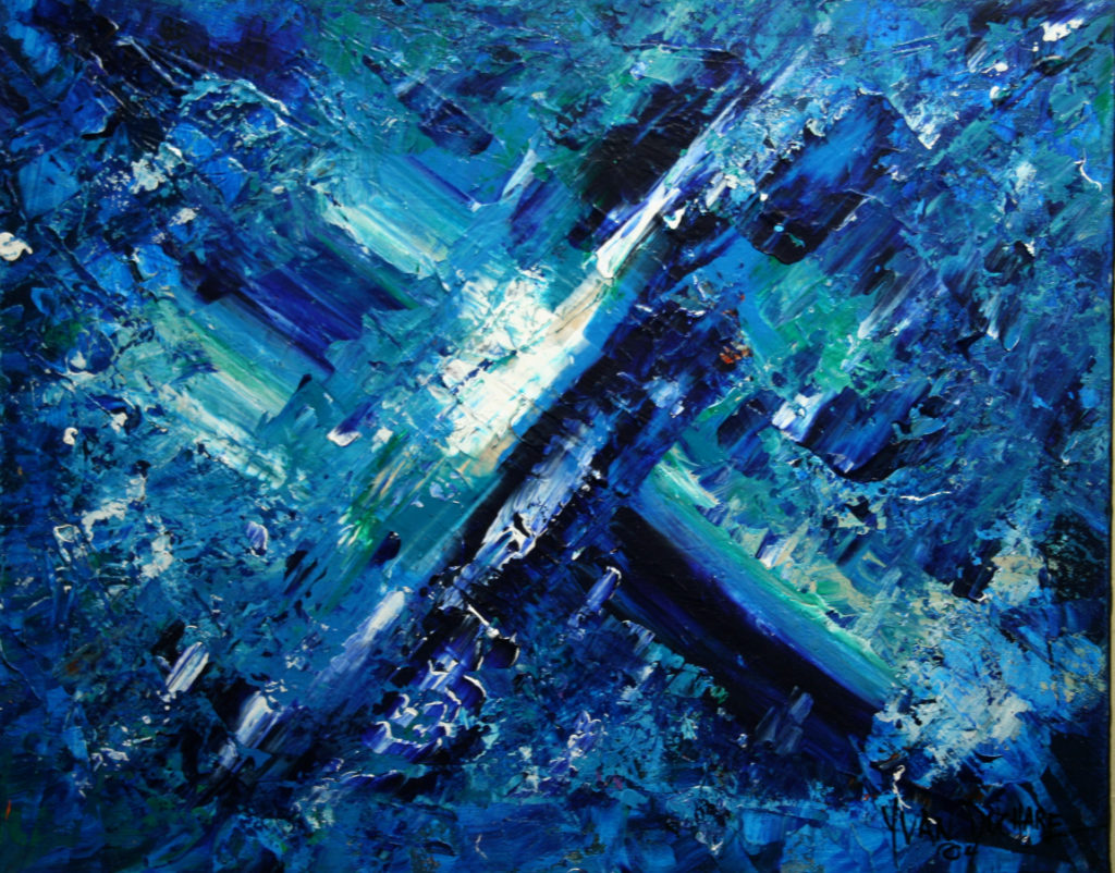 Yvan Ducharme peintre abstrait 116- Exploration en bleu#4 20x16