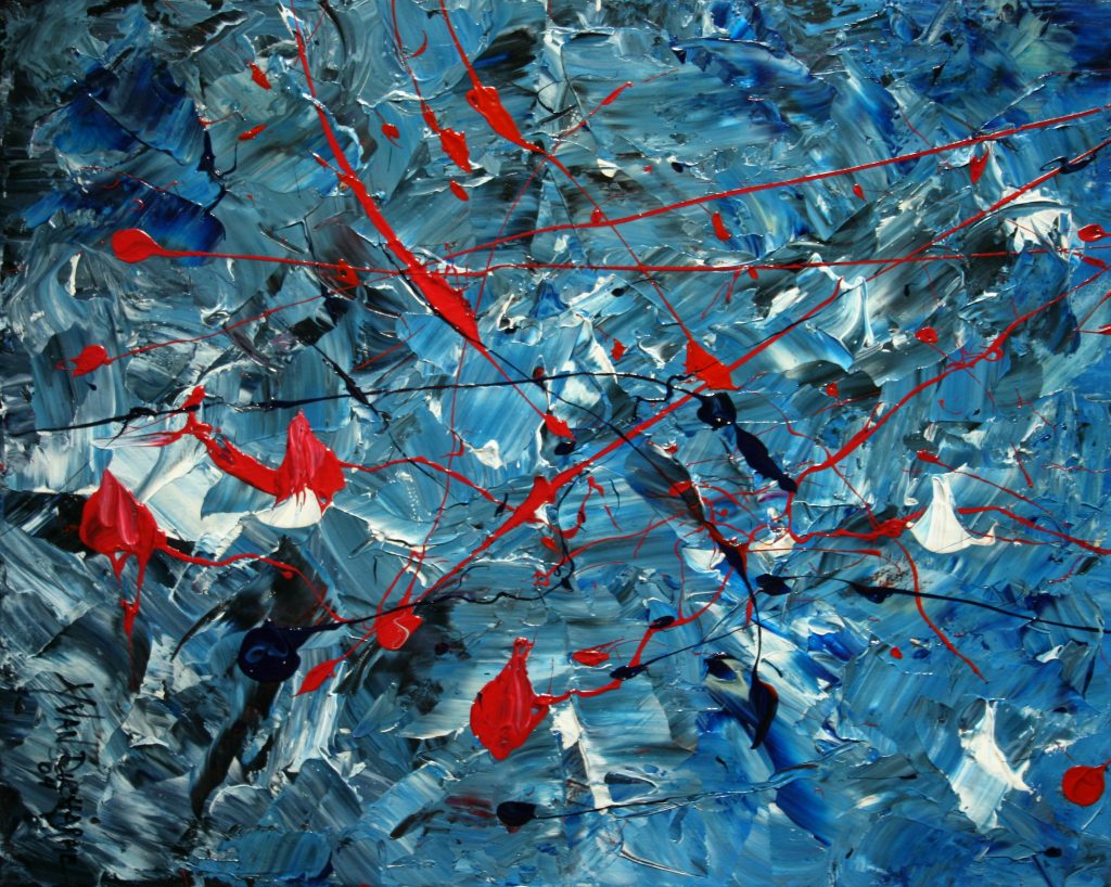 Yvan Ducharme peintre abstrait 173-Les rouges nuages 20x16