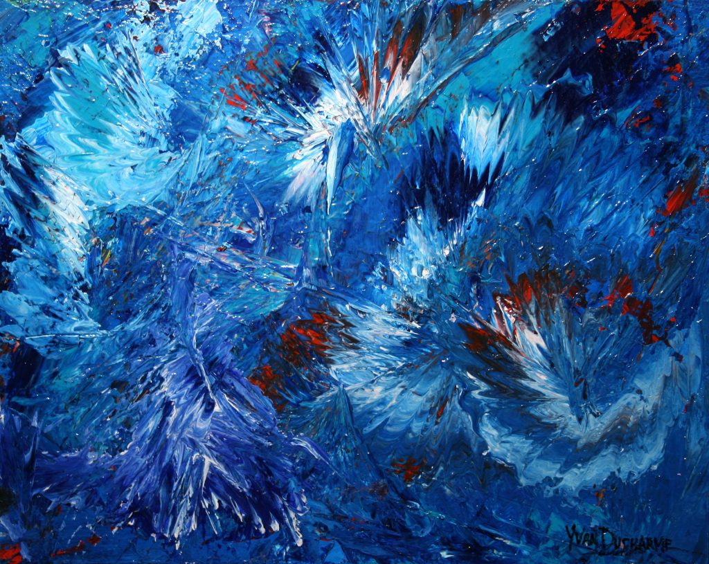 Yvan Ducharme peintre abstrait 212- Mariage en bleu 20x16
