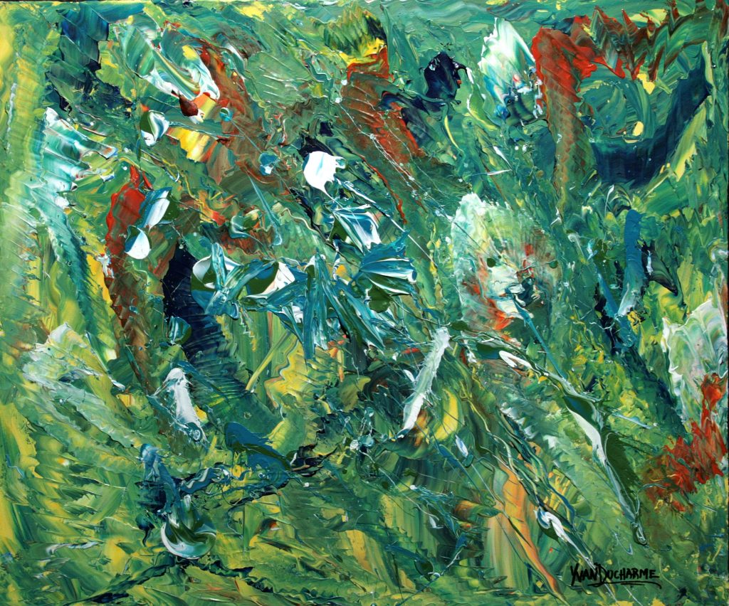 Yvan Ducharme peintre abstrait 293- Ébats & coquineries de jardin 24x20